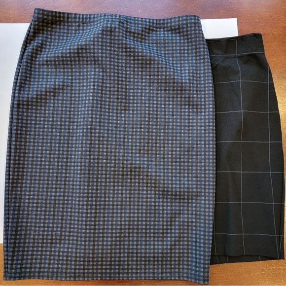 2 Women's Pencil Skirt Max Studio & Kenar Stretch 14 XL Black White Check LOT - Picture 10 of 10